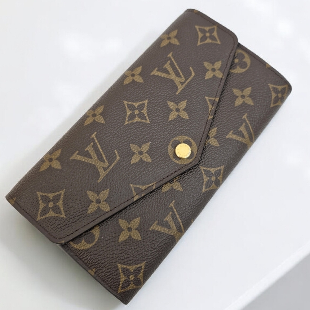 ✨️Authentic Louis Vuitton Sarah Long Wallet Monogram BROWN INTERIOR - Picture 2 of 13